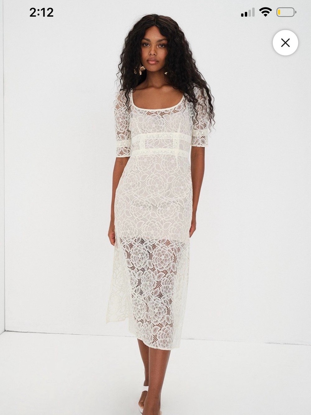 For Love And Lemons Marilyn Midi Ivory Floral Lace Midi Dress